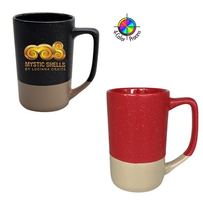 16 Oz. Tall Phoenix Cafe Mug - Satin Speckled Red & Warm Gray Base - Dishwasher Safe - Full Color
