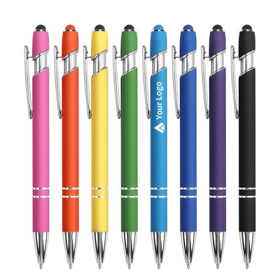 Custom Rubber Black Stylus Ballpoint Pen