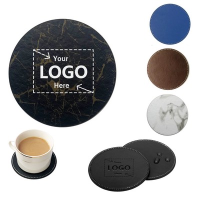 4" Leather Round Dual Sided Coaster