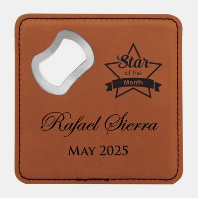 Rawhide Leatherette Coaster with Bottle Opener