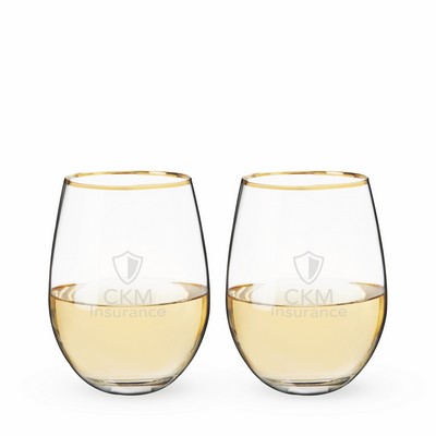 Twine Living® Gilded Stemless Wine Glass, set of 2