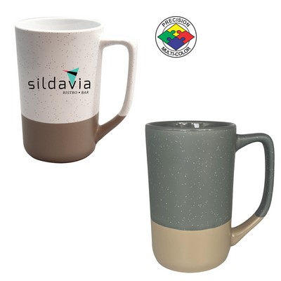 16 Oz. Tall Phoenix Cafe Mug - Satin Speckled Slate & Warm Gray Base - Dishwasher Safe - Spot Color