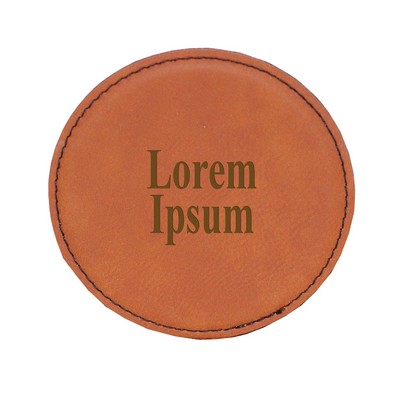 Suave™ Round Lasered Coaster w/Holder (Set of 6)