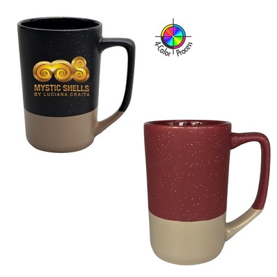16 Oz. Tall Phoenix Cafe Mug - Satin Speckled Maroon & Warm Gray Base - Dishwasher Safe - Full Color