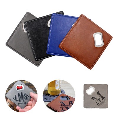 PU Leather Coaster with Bottle Opener