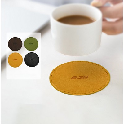 Round PU Leather Cup Coaster