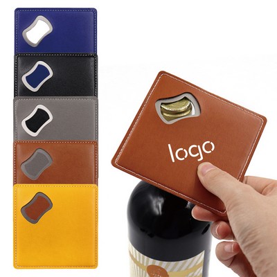 Hidden Bottle Opener Premium Leather Coaster