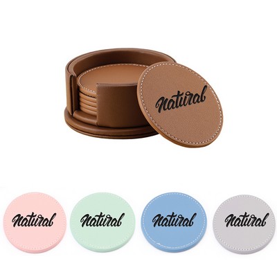 PU Leather Round Cup Coaster