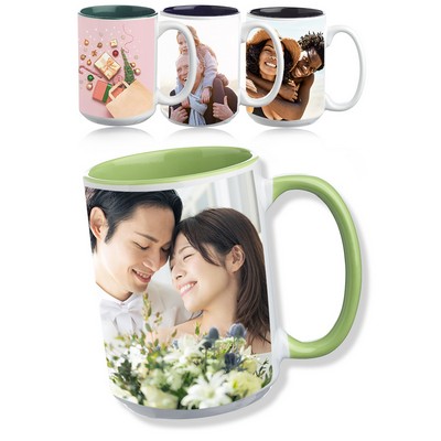 15 oz. Glossy Two-Tone Custom Photo Mugs