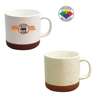 13 Oz. Satin Cream Speckled Phoenix Mug w/Terra Cotta Base - Dishwasher Safe - Precision Spot Color