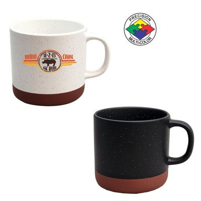 13 Oz. Satin Black Speckled Phoenix Mug w/Terra Cotta Base - Dishwasher Safe - Precision Spot Color