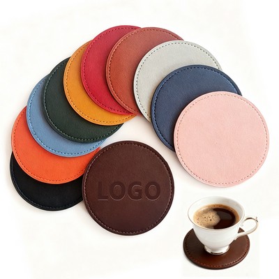 Elegant & Durable PU Leather Round Coaster