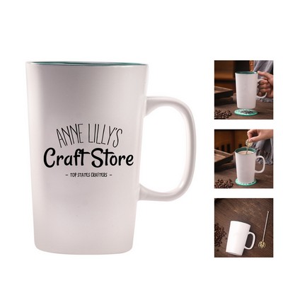 12oz Ceramic Mug with Lid and Spoon