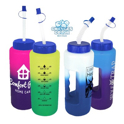 32 Oz. Mood Grip Bottle w/Flexible Straw