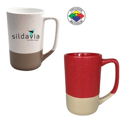 16 Oz. Tall Phoenix Cafe Mug - Satin Speckled Red & Warm Gray Base - Dishwasher Safe - Spot Color