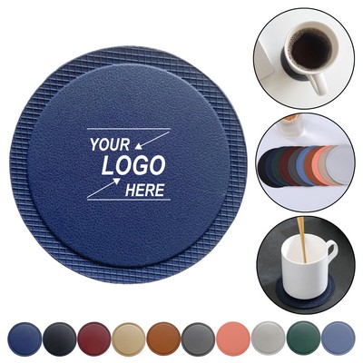 Round PU Leather Drink Coasters