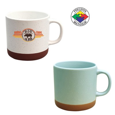 13 Oz. Satin Sage Green Speckled Phoenix Mug w/Terra Cotta Base - Dishwasher Safe - Spot Color