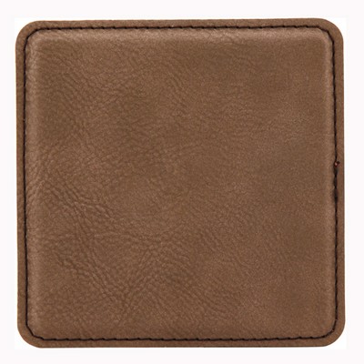 Dark Brown Leatherette Coaster Square (Screen Imprinted)